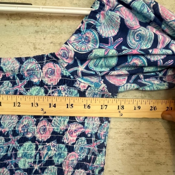 Simply Southern Crop Smocked Puff Sleeve Shirred Top Sz XXL Sea Shells Beach - Picture 12 of 14